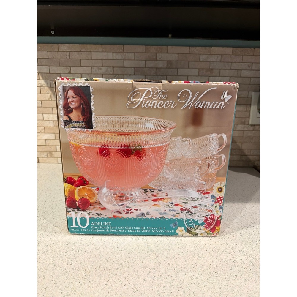 Pioneer Woman Adeline Spring Punch Bowl Set 10pc New